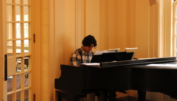 A student plays piano