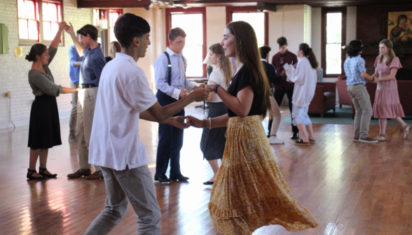 A student pair dances