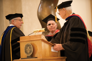 Three Presidents: Dr. Michael F. McLean, Peter L. DeLuca, and Dr. Ronald P. McArthur at President McLean’s inauguration in 2010