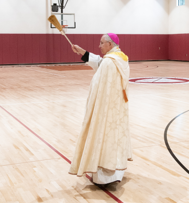 Archbishop Gomez blesses the gymnasium