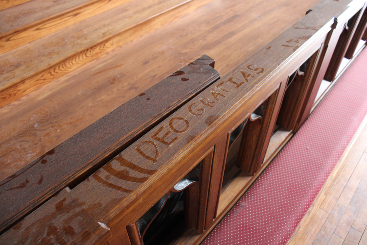 Someone has written the words Deo Gratias (thanks be to God!) in the ash on the Chapel’s altar rail, grateful that the building was spared.