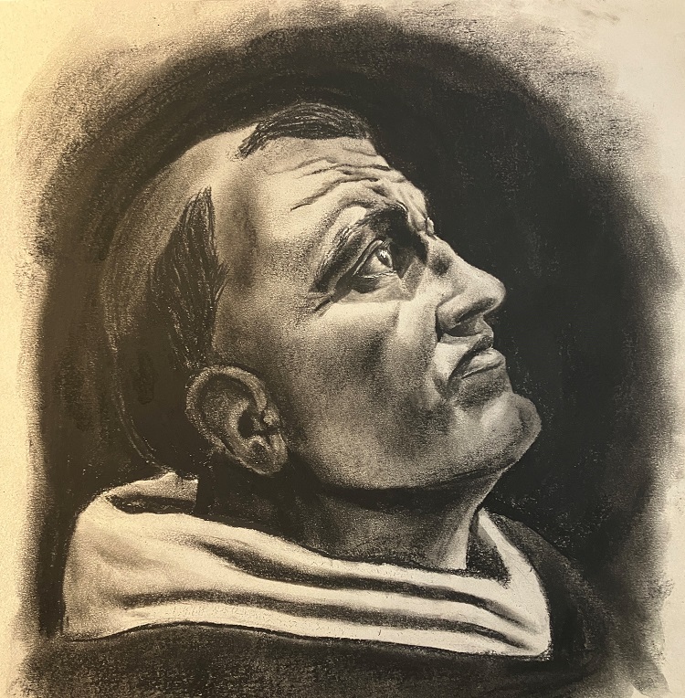 Tutor Renders Charcoal Portrait of College’s Patron