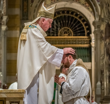 Archbishop Rozanski ordains Fr. Truss in the Cathedral Basilica of Saint Louis | Photo: Lisa Johnston, St. Louis Review