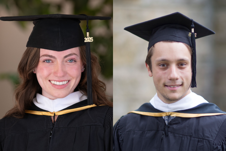 Side-by-side: A California graduate, and a New England graduate