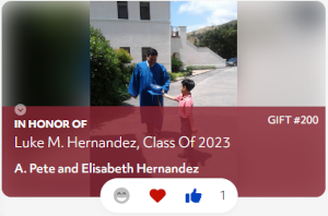 Gift in honor of Luke M. Hernandez, Class of 2023