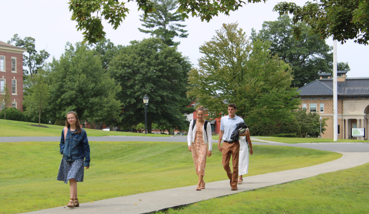 Students walk across campus