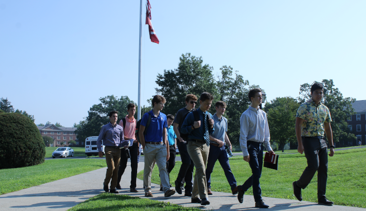 Students walk to class
