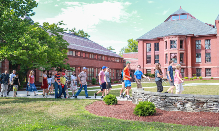 Students exit the library