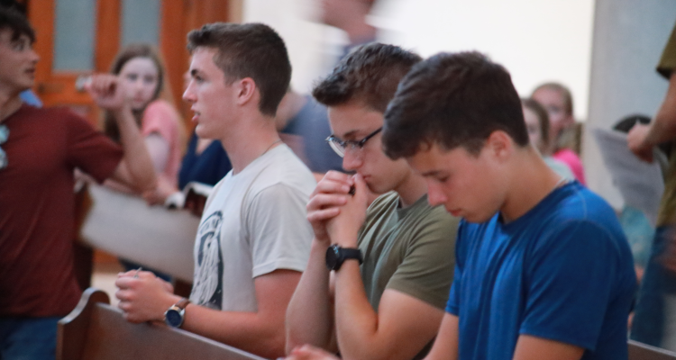 Students pray the Rosary