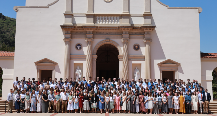 The entire Summer Program with their tutors pose on the Chapel steps