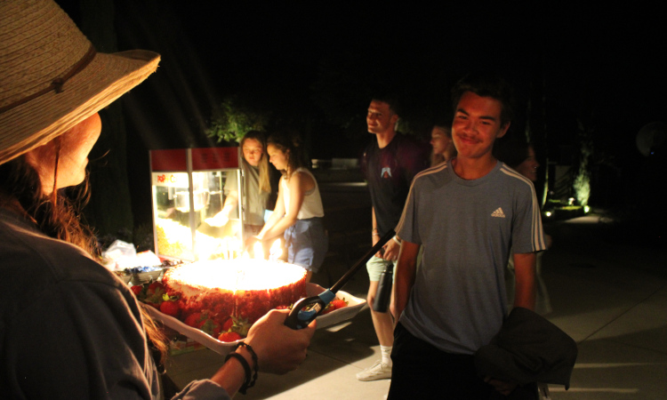 Prefects present birthday cake