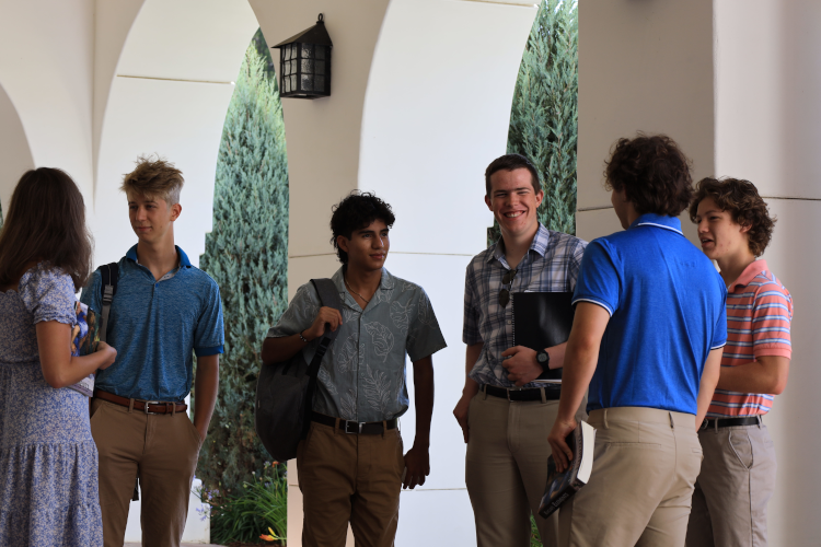 Students walk across campus