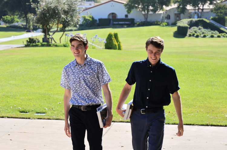 Students walk across campus