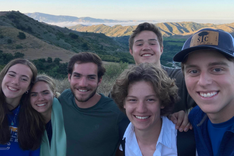 Students on early-morning hike