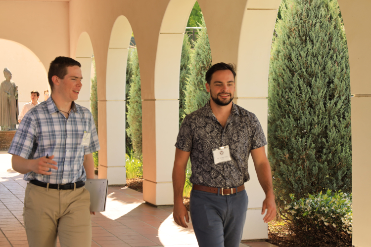 Students walk across campus