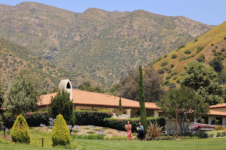 Students walk across campus