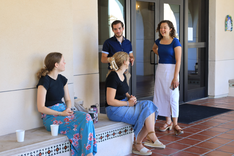 Students walk across campus