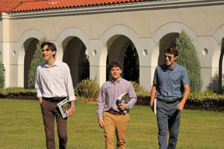 Students walk across campus