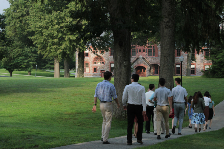 Students walk on campus