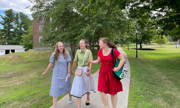 Students walk across campus