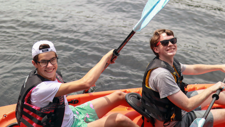 Students kayak on Connecticut River