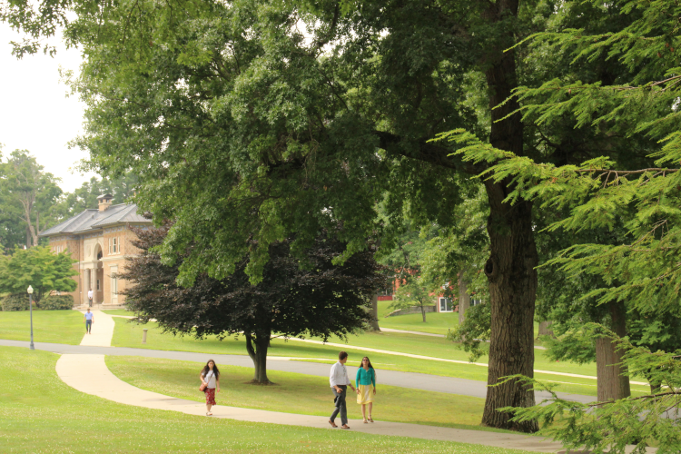 Students walk across campus