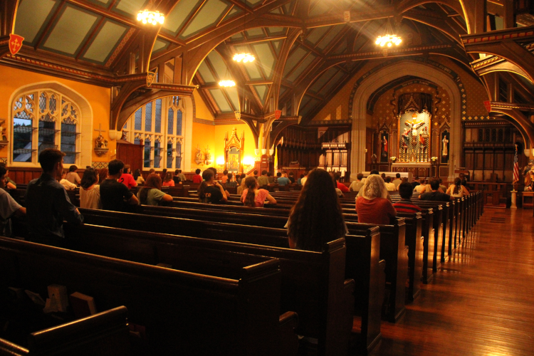 Students pray the Rosary