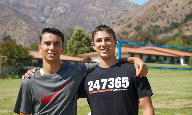 Two students pose during rec period