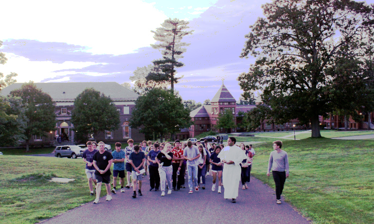 Fr. Miguel leads the Rosary walk