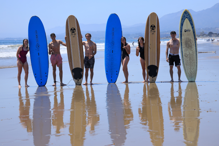 Students at the beach