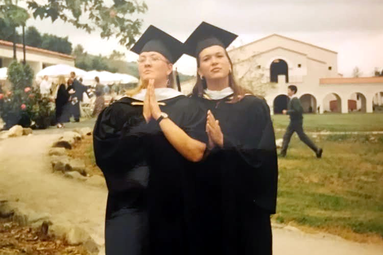 Carrie and Jen at Commencement 1998