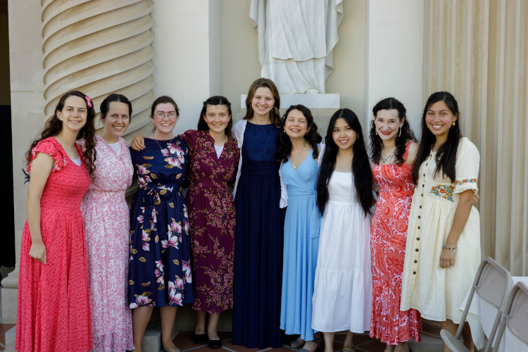 Ladies pose before dinner