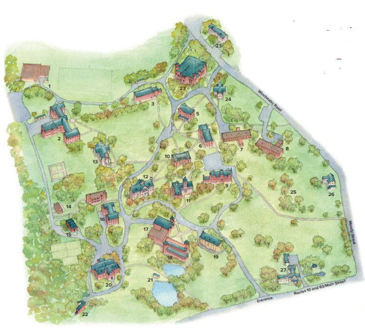 Map of the New England campus