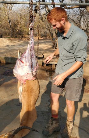 Marius skins his first Impala