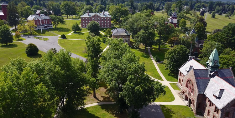 Aerial view of New England campus