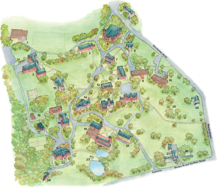 Map of the New England campus