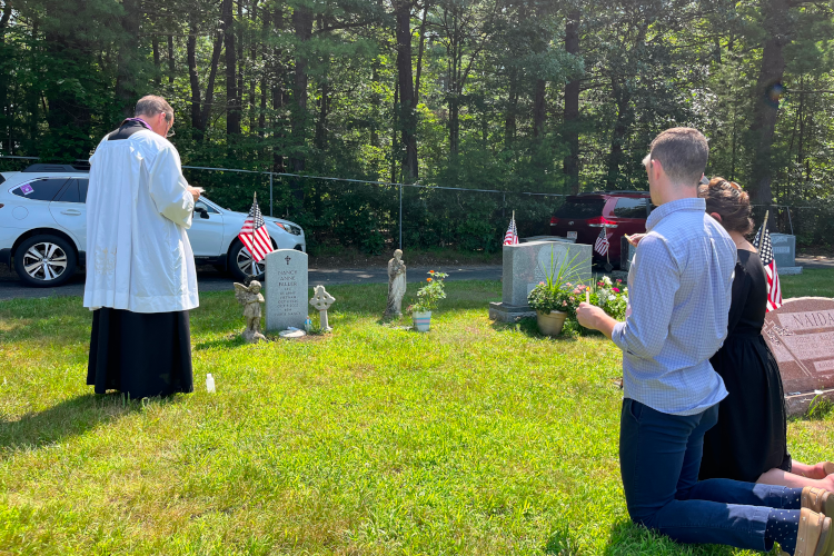Fr. Markey blessed the gravestone of Dr. Nancy Anne Faller