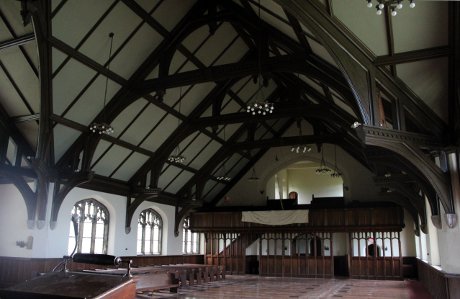 Under construction: the New England chapel, with pews removed for reconfiguration