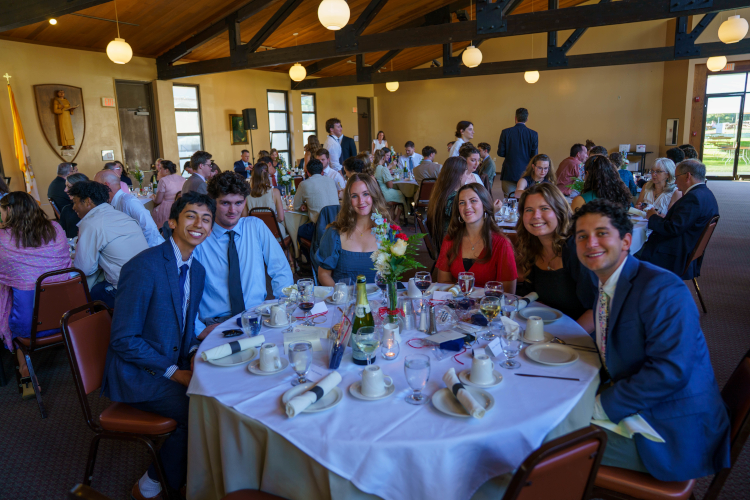 Seniors enjoy dinner together