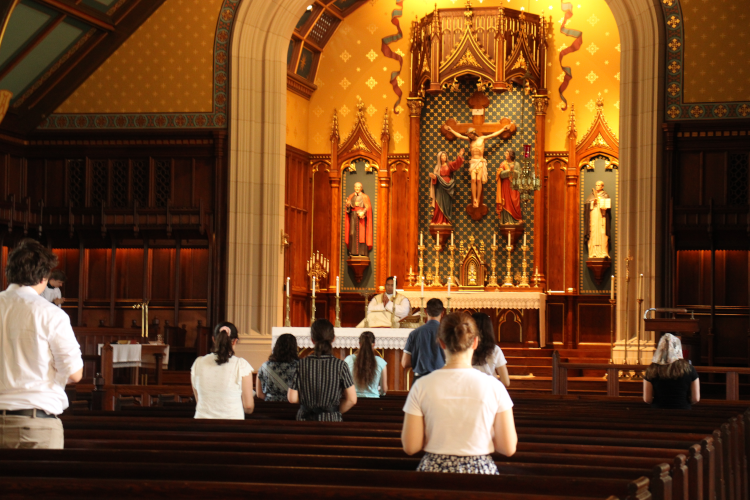 Students at Mass
