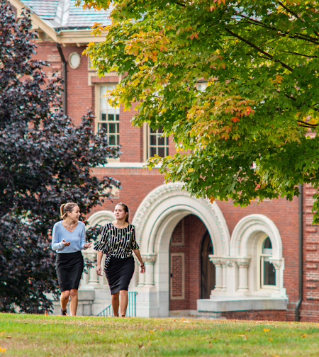 Students walking on New England campus