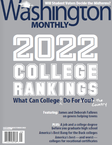 Washington Monthly 2022 College Rankings cover