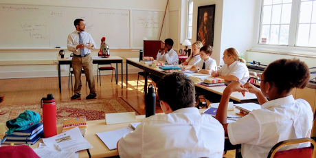 Will Bertain (’08) teaches a class at the St. Jerome Institute