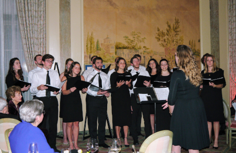 Chrysostomos sings at Mr. Grant’s retirement party