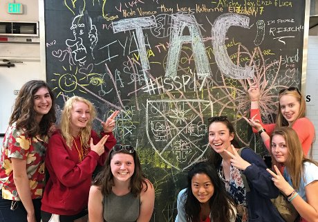 Students at a blackboard in Santa Barbara