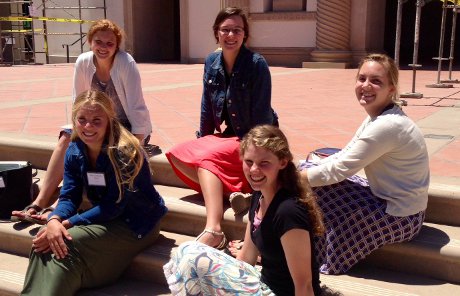 students in front of the Chapel