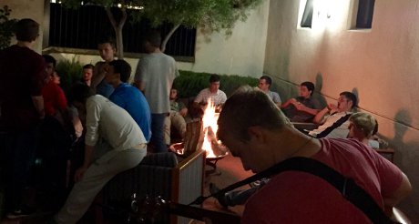 Fire pit in the men’s courtyard