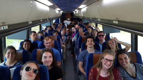 High school students on the bus to Los Angeles