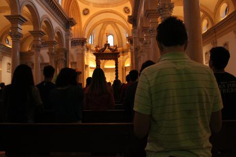 Students pray the Rosary