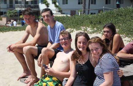 Students at the beach